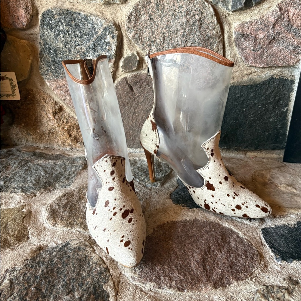 Cowhide high heels